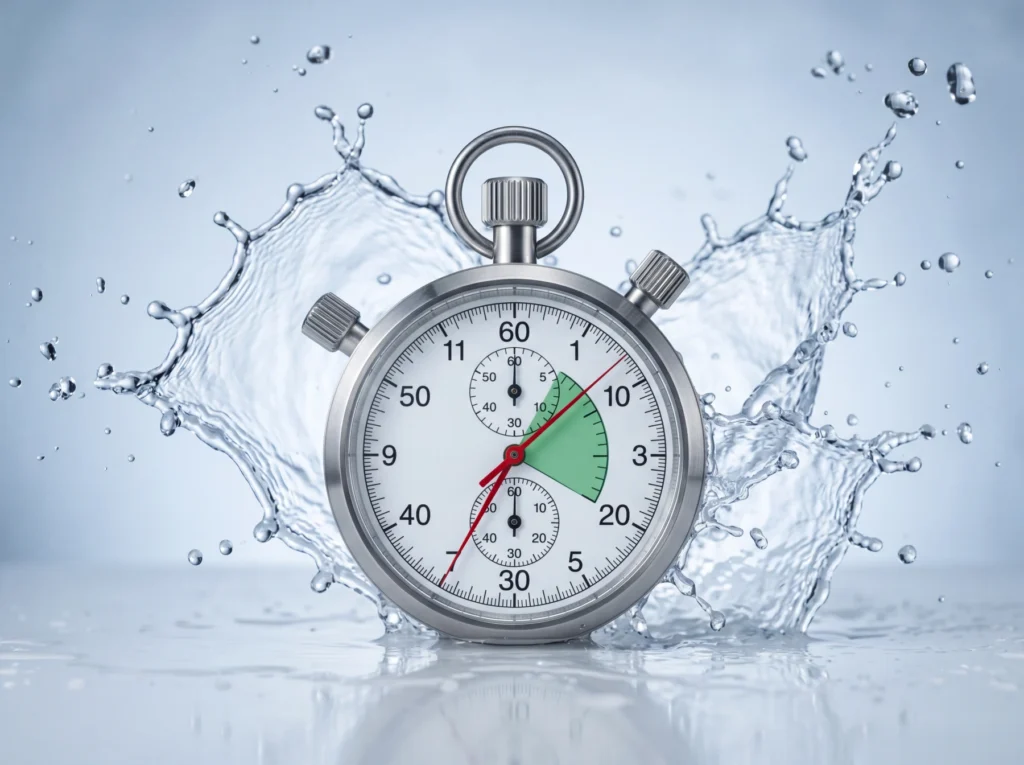 Stoppuhr mit Wasserspritzer als Symbol für den Rushhour-Modus
