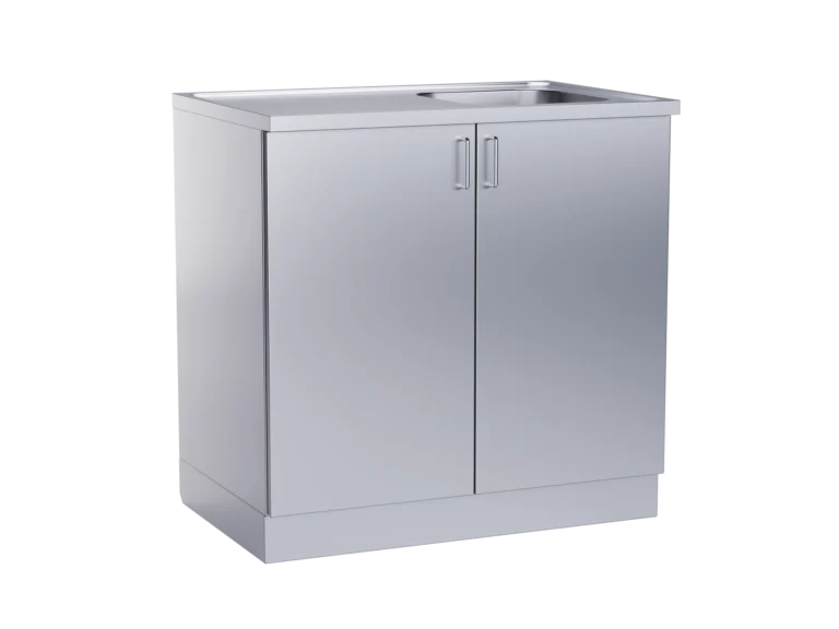 Edelstahl-Unterschrank mit Handwaschbecken und Doppeltüren
